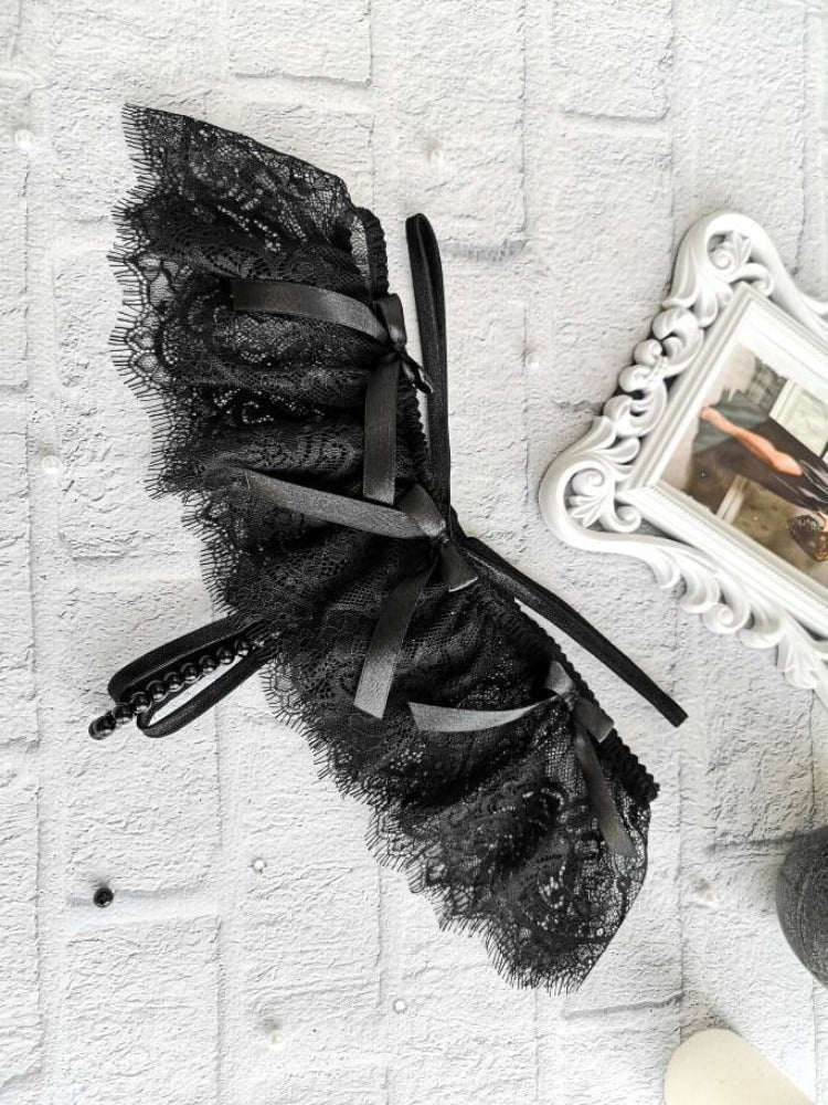 Lace Crotchless Panty with Beads