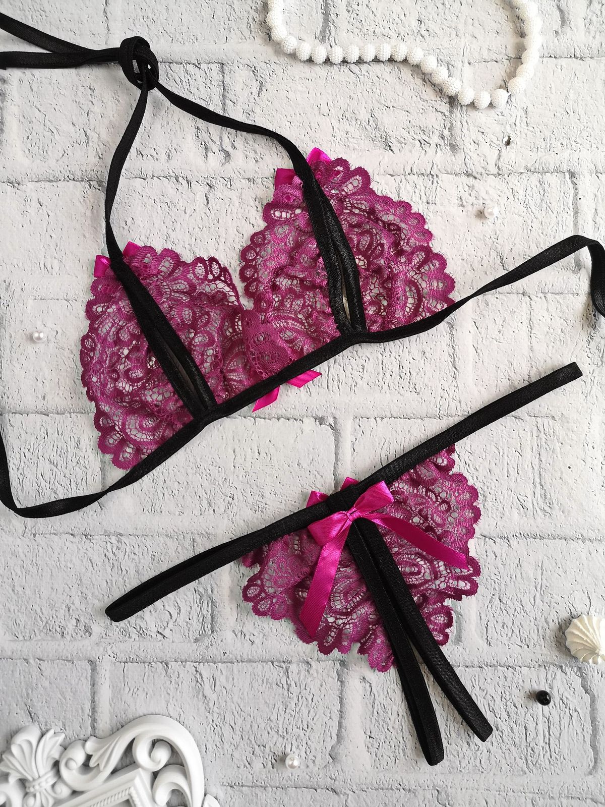 Erotic Lingerie Set: Open Bra & Thong