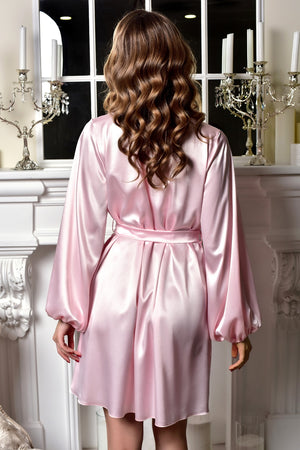 Light Pink Puff-Sleeves Robe