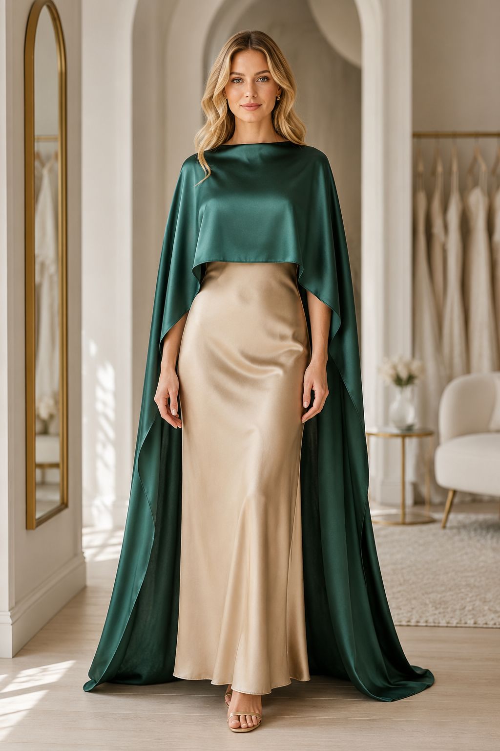 Satin Bridal Cape – Long Evening Dress Cover-Up