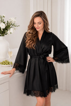 Black robe with lace details