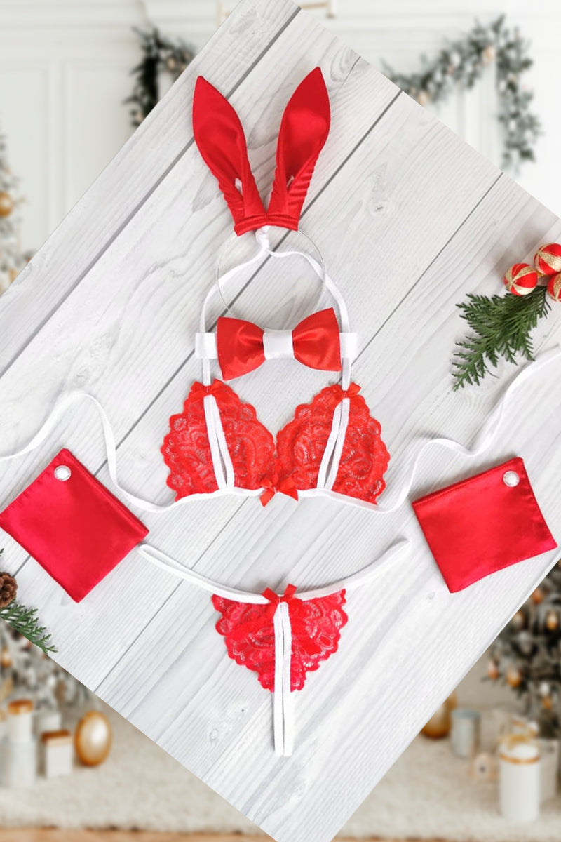 Lingerie Set Red Bunny