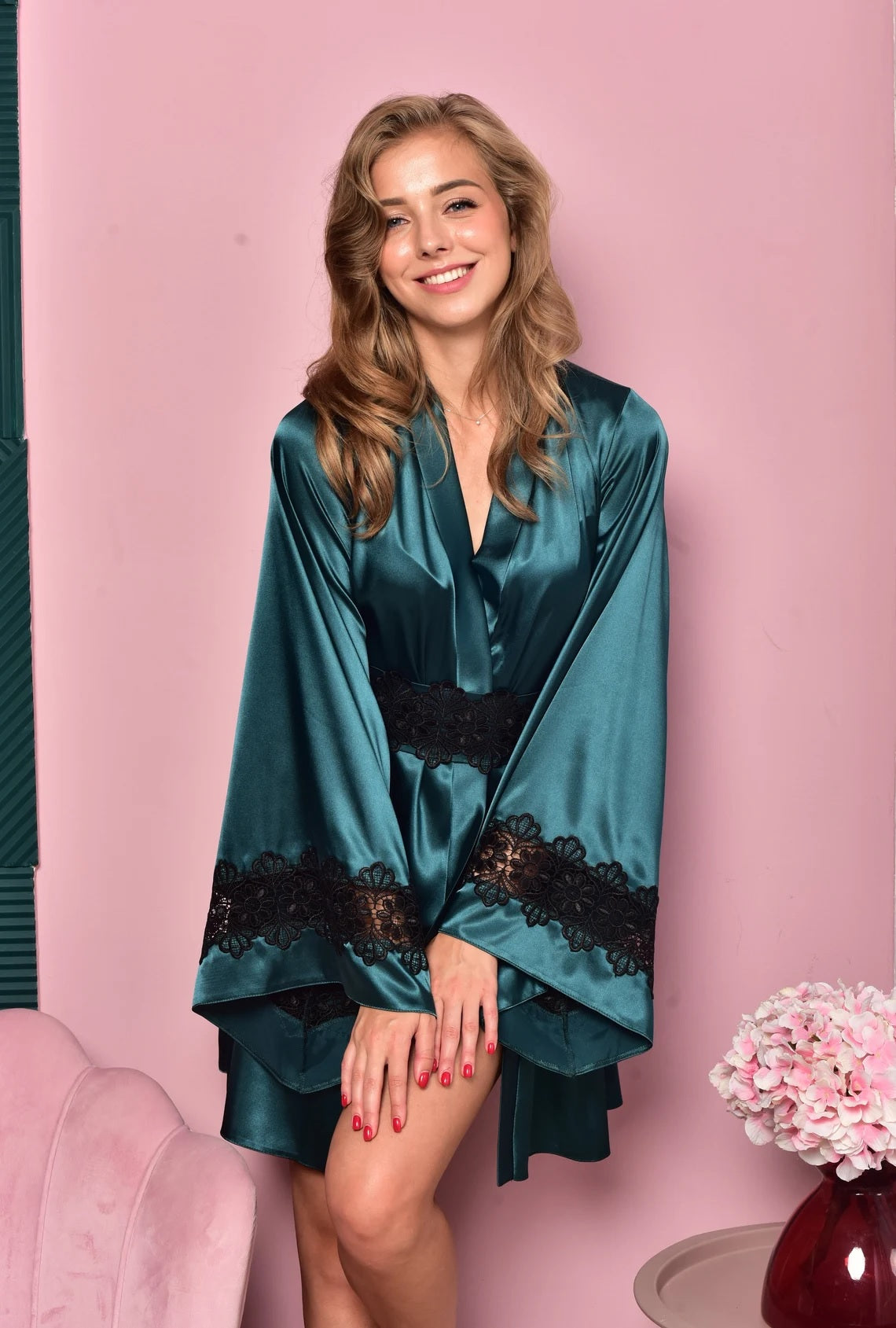 Cute bridal party robe green
