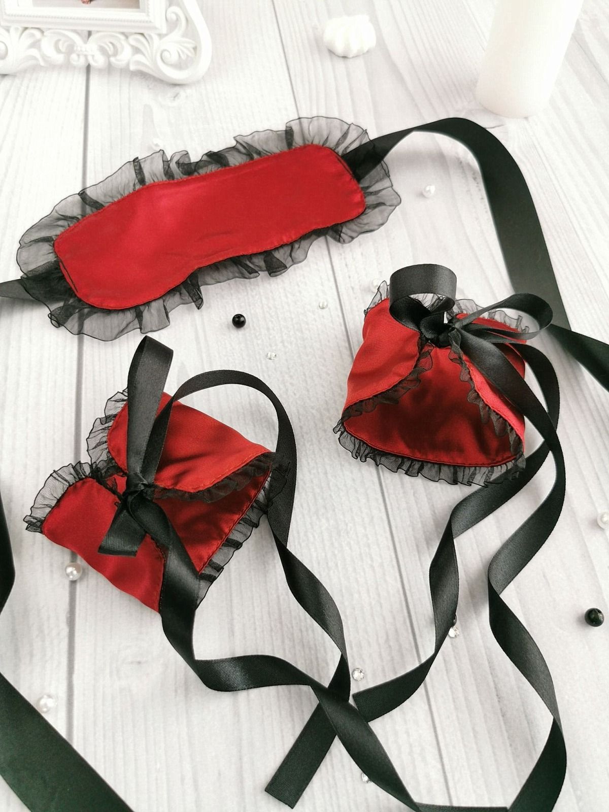 Erotic Satin Bondage Set – Handcuffs & Blindfold