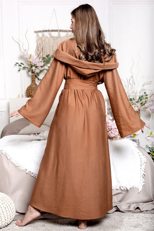 Brown hooded robe - back view