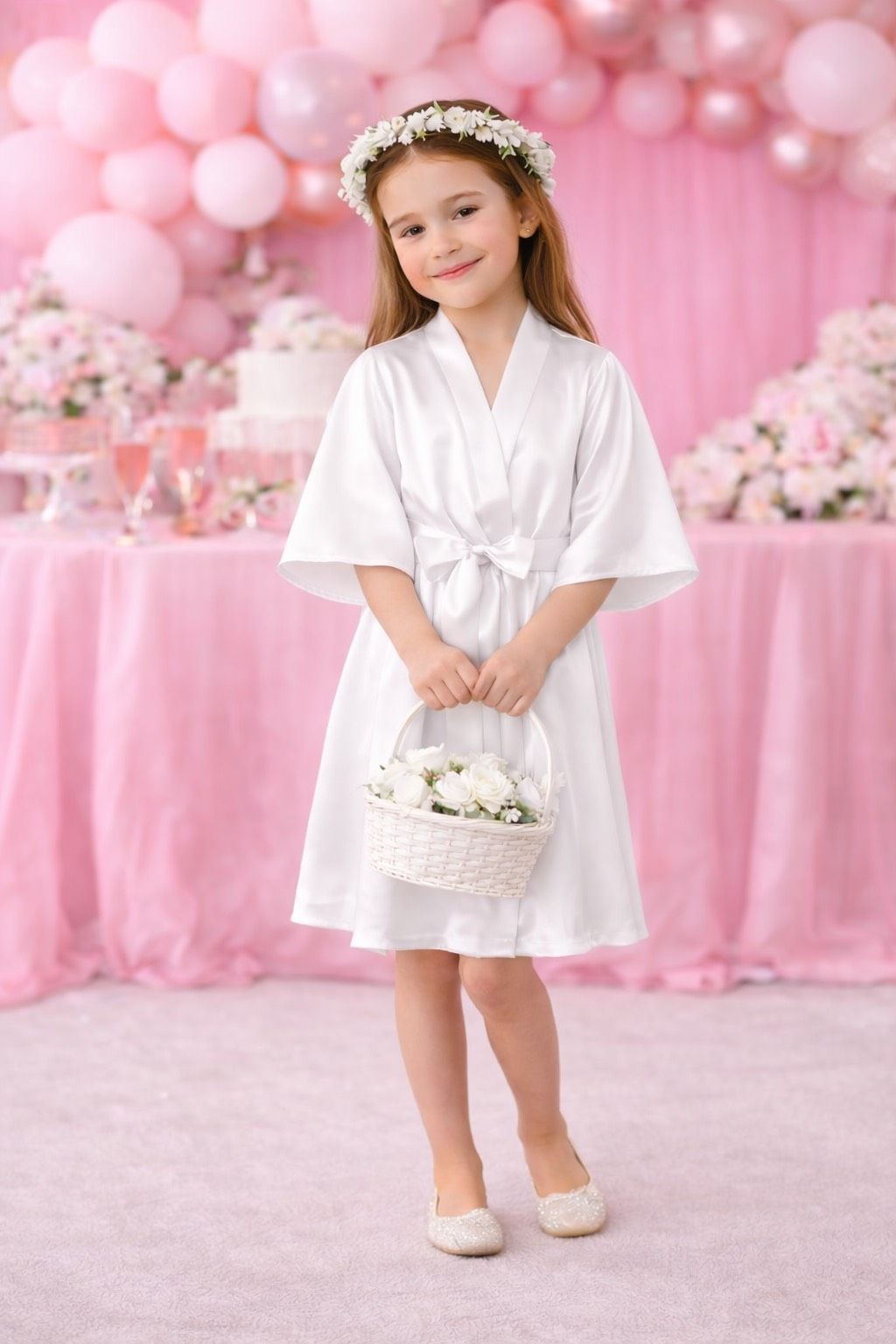 Junior Flower Girl Satin Robe β Kids Kimono