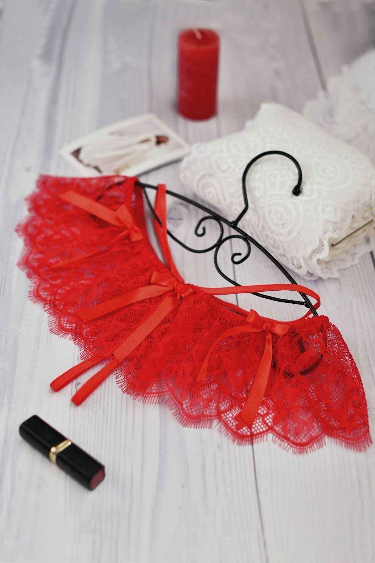 Lace Crotchless Thong Panty