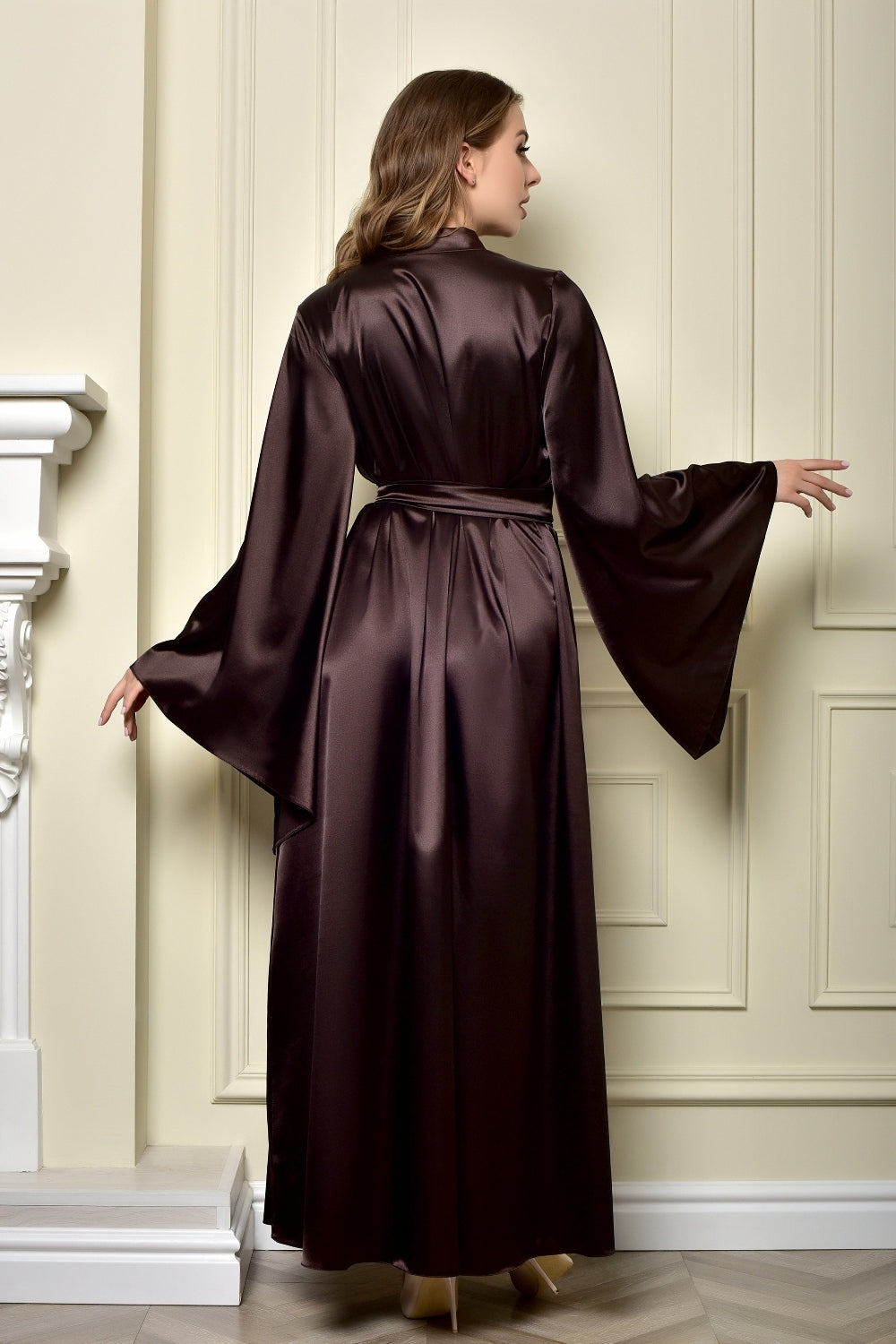 Brown satin night robe - Luxury homewear