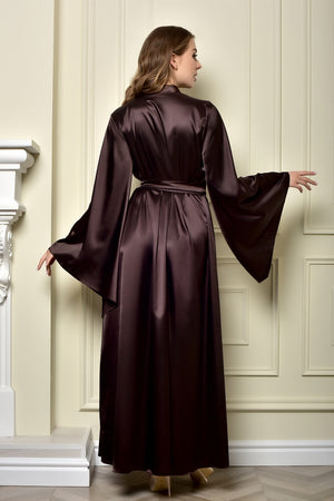 Brown satin night robe - Luxury homewear