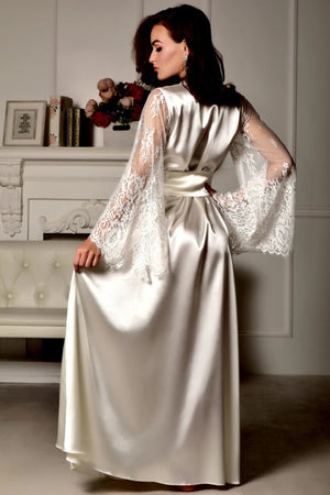 Bachelorette Party Vibes - Lace Robe Adding Glamour to the Celebration