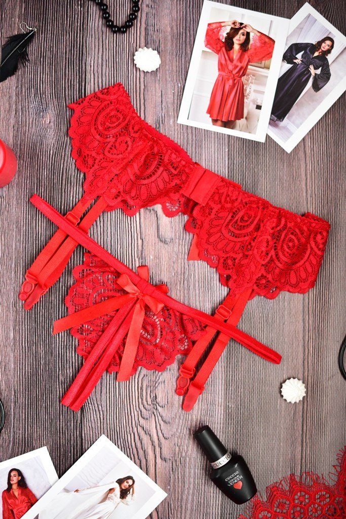 Lace Lingerie Set: Garter Belt and Thong Panty