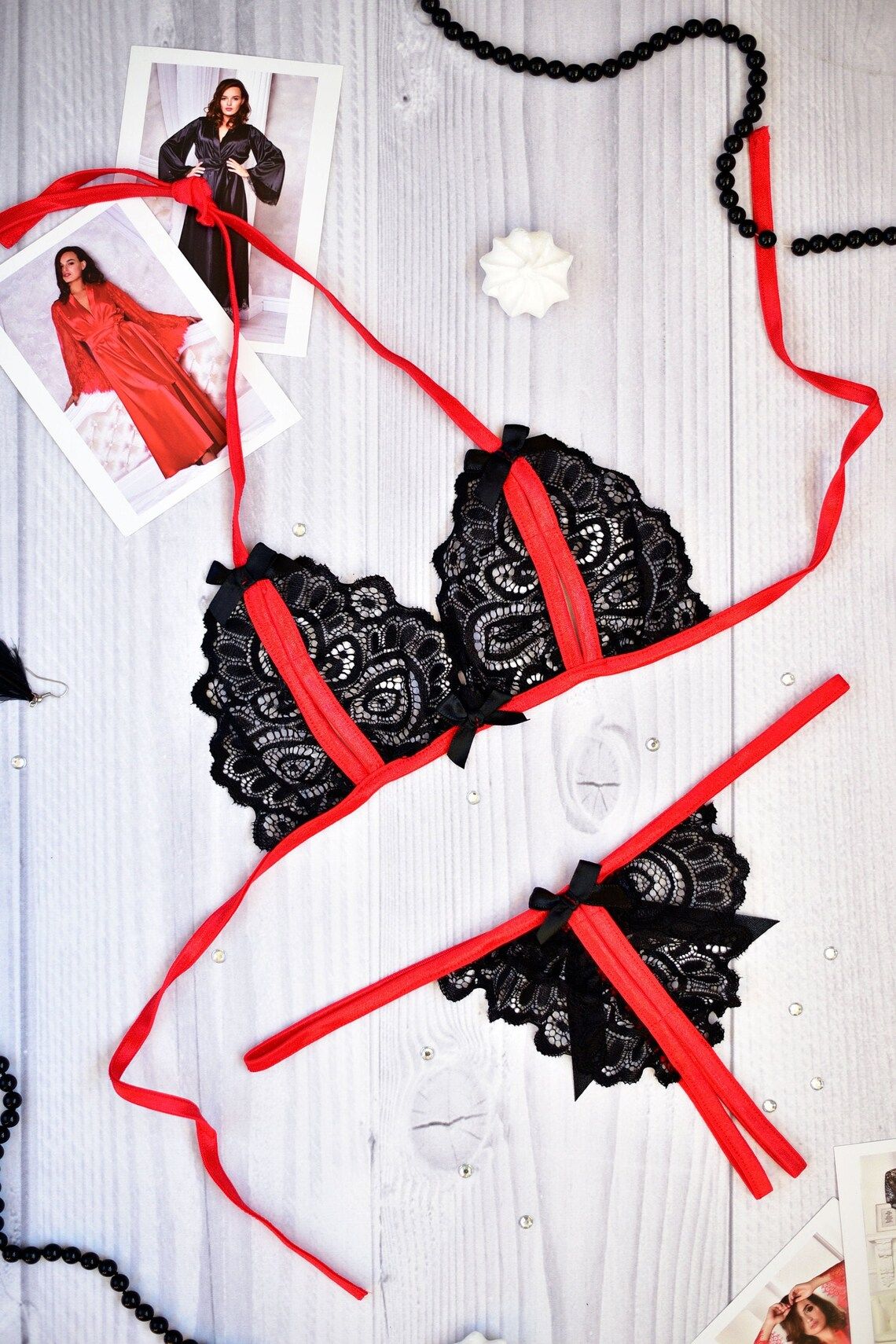 Erotic Lingerie Set: Open Bra & Thong