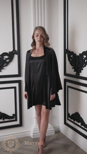 Black Peignoir Set for Wedding Nights