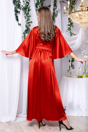 Elegant red satin gown