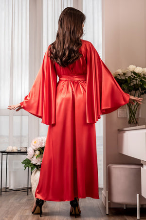 Bold red luxury satin robe