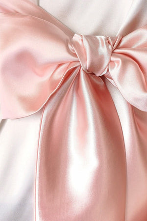 Pastel light pink satin bow belt for romantic and bridal looks