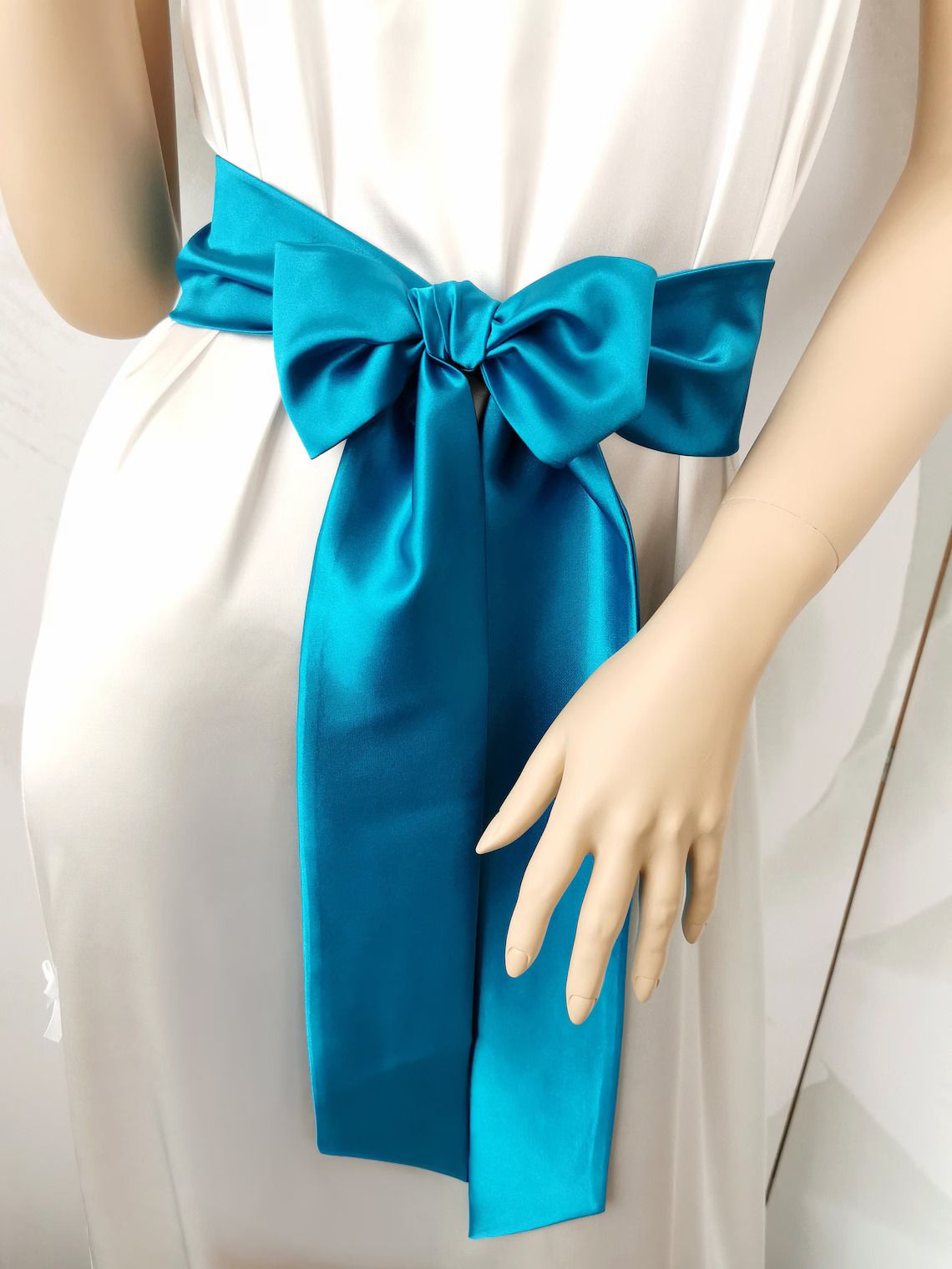 Satin Sash Belt Dark Blue