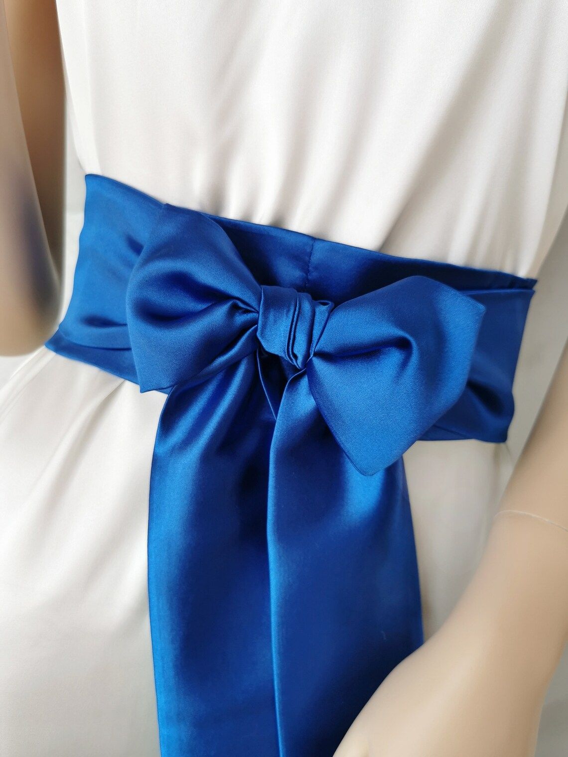 Satin Sash Belt Dark Blue
