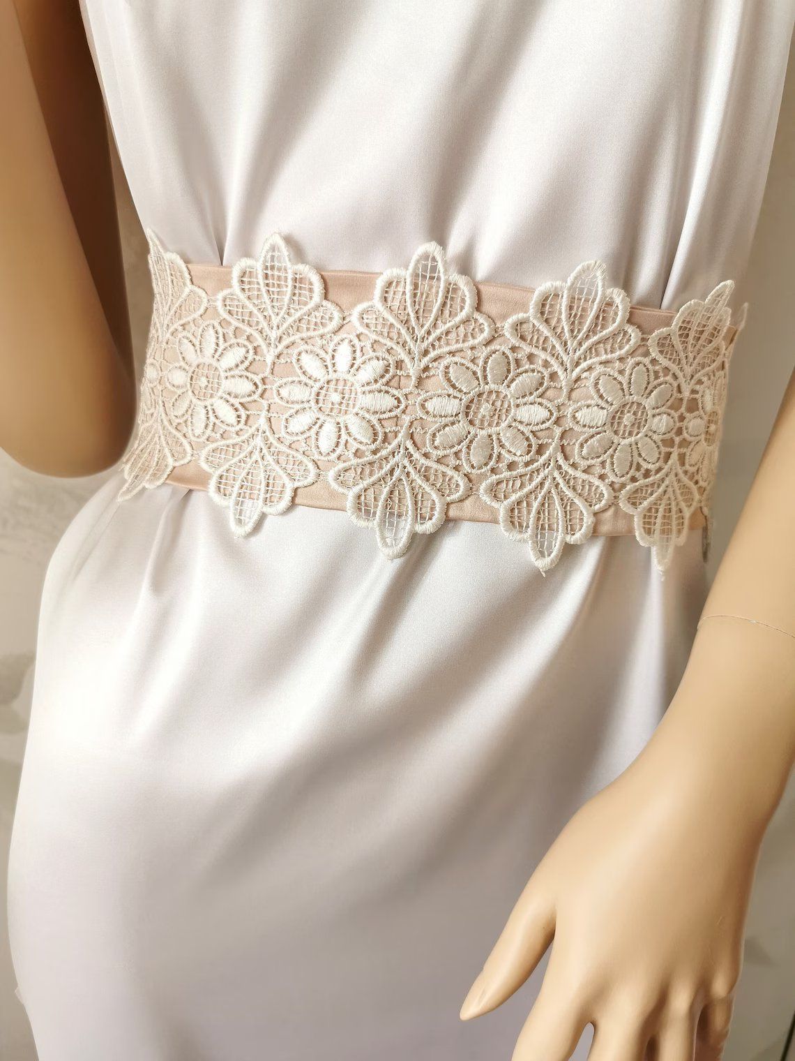 Satin Sash White Lace-trim