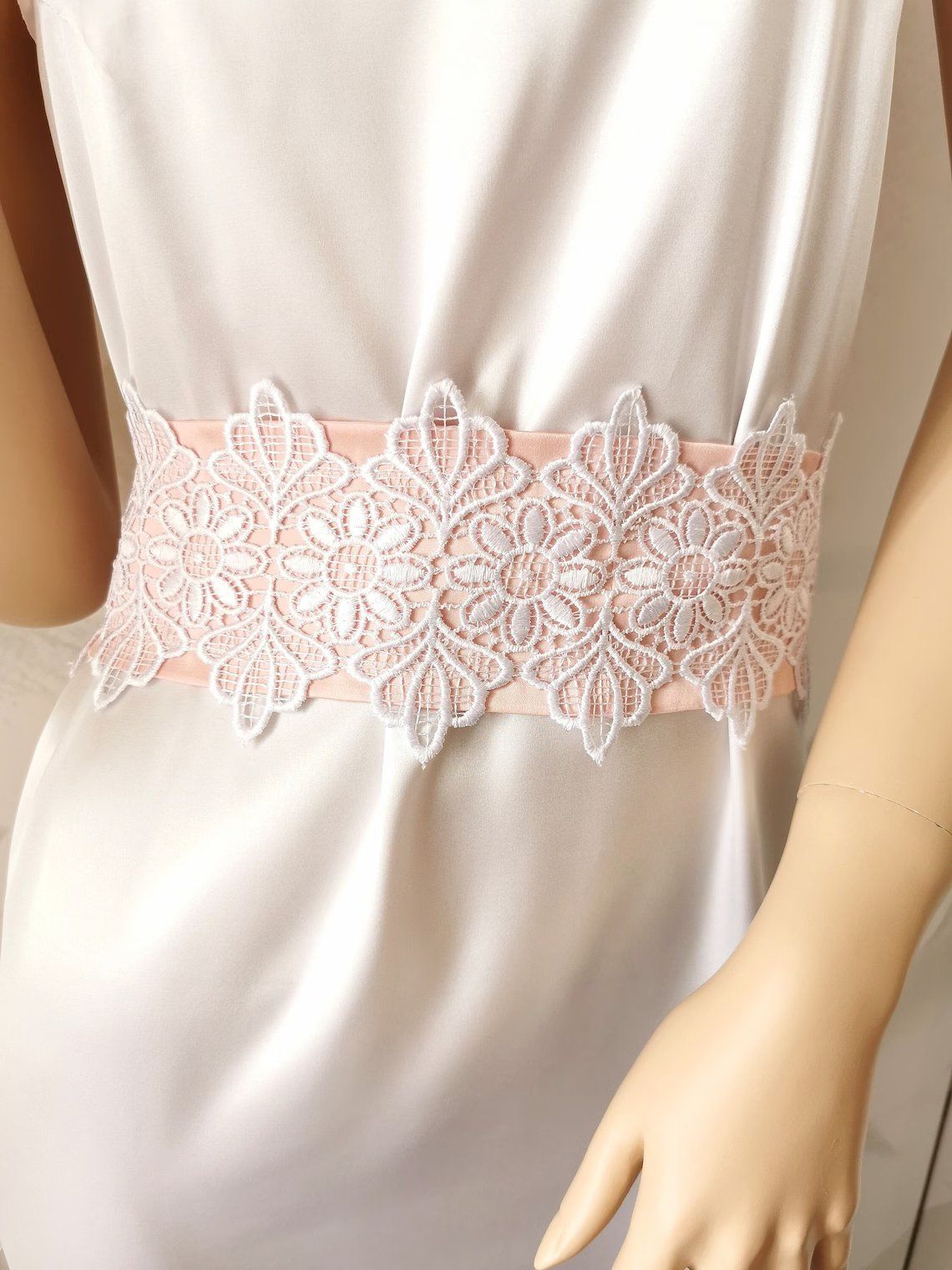 Satin Sash White Lace-trim
