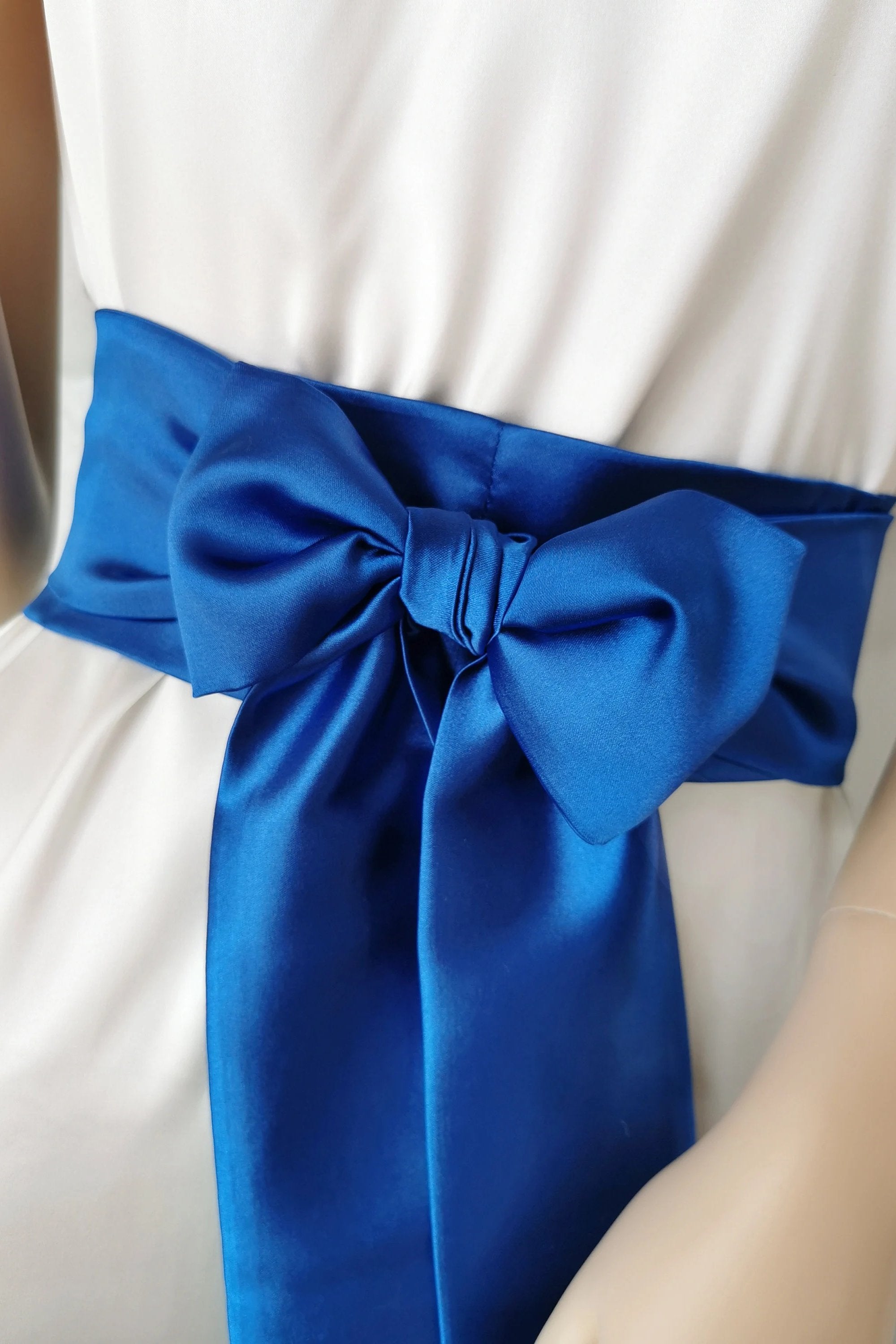 Luxury royal blue satin belt for dresses and special events