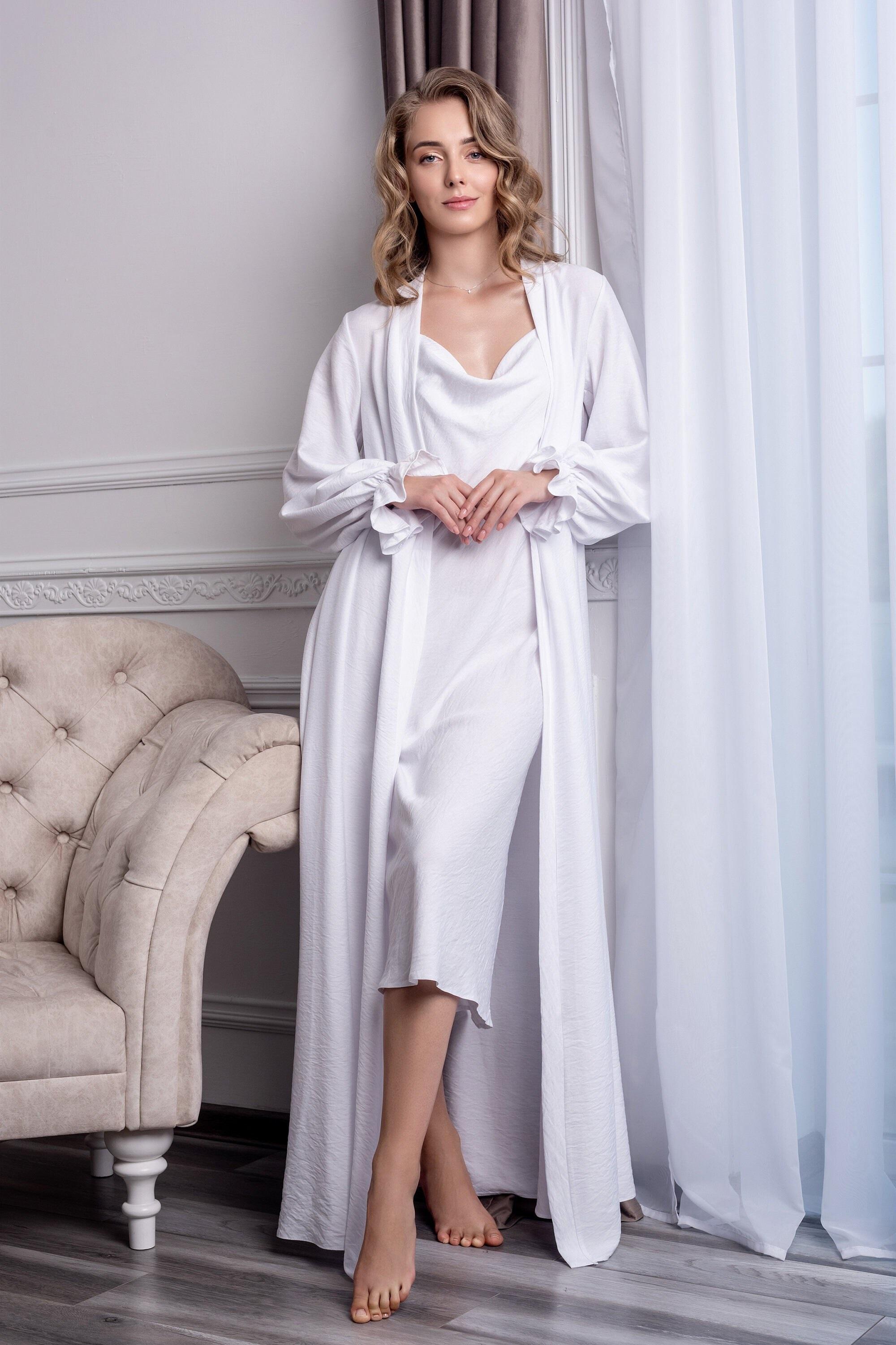 White viscose spa robe set - photo product 1
