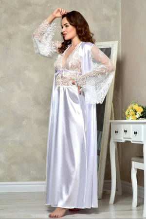 Elegant Lace Robe and Nightgown Set - buy now