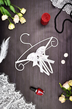 White Satin Open Thong Panties - Front View