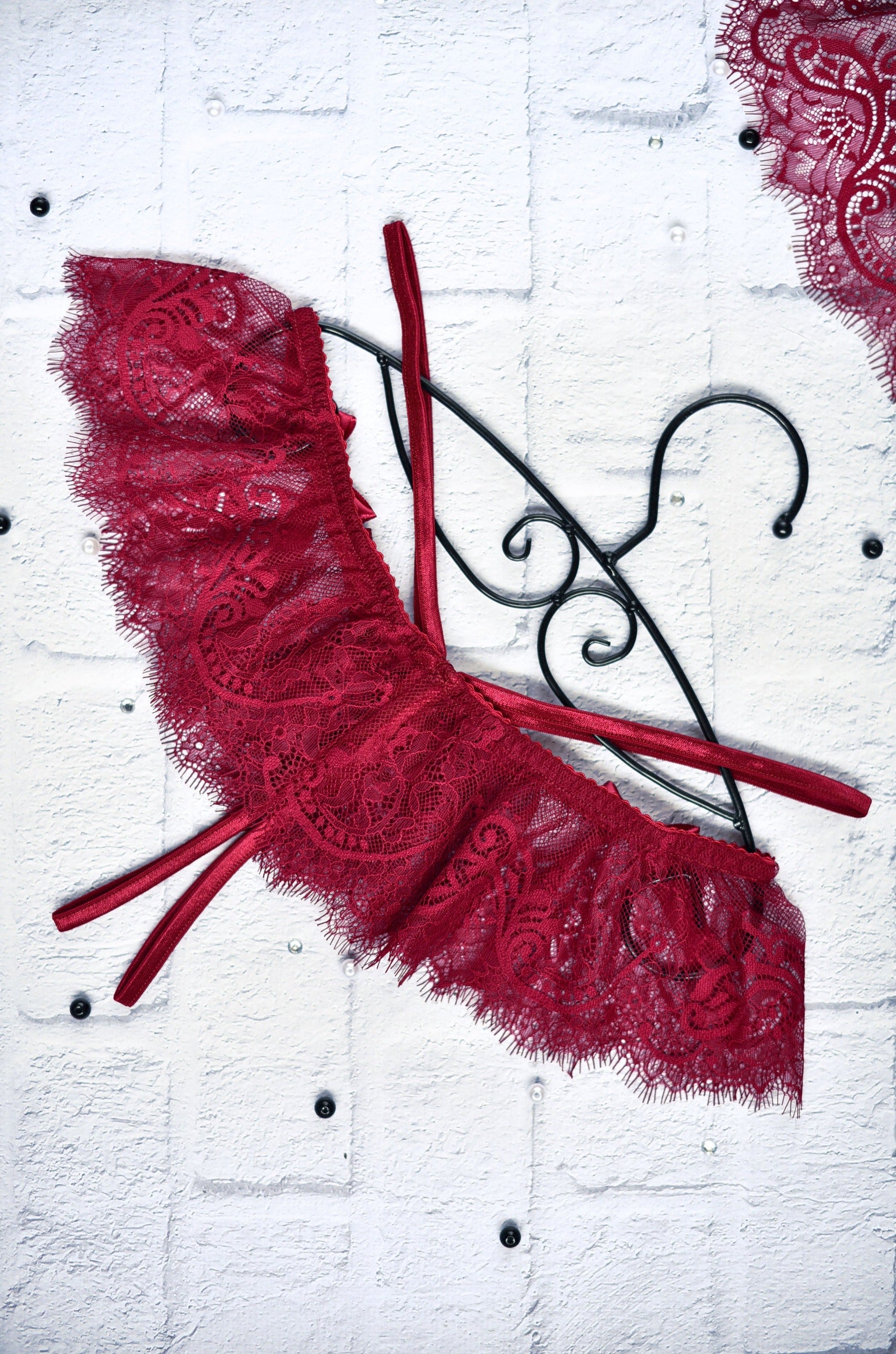 Crotchless Thong Panties in Lace