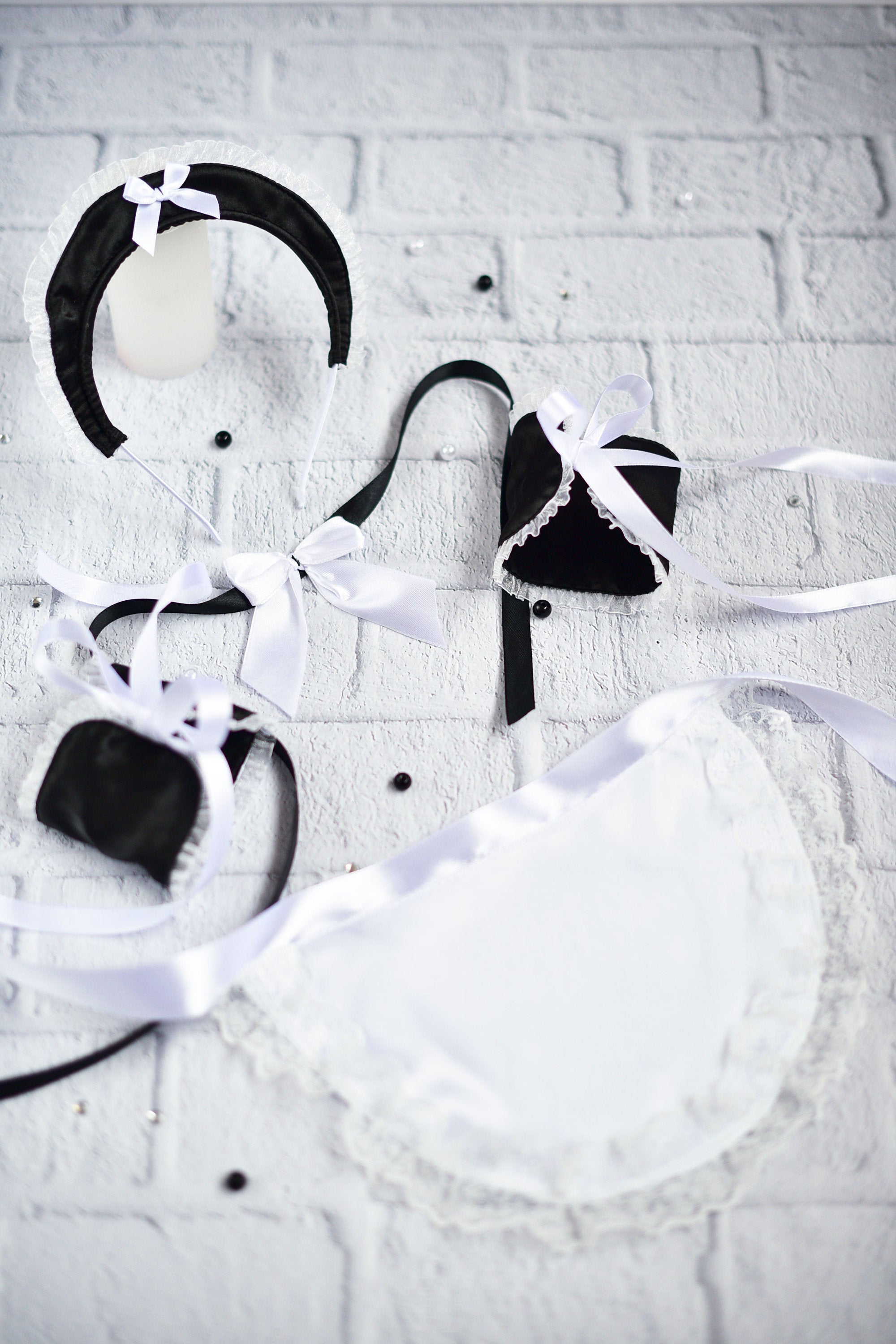 Satin French Maid Cosplay Costume - Front View