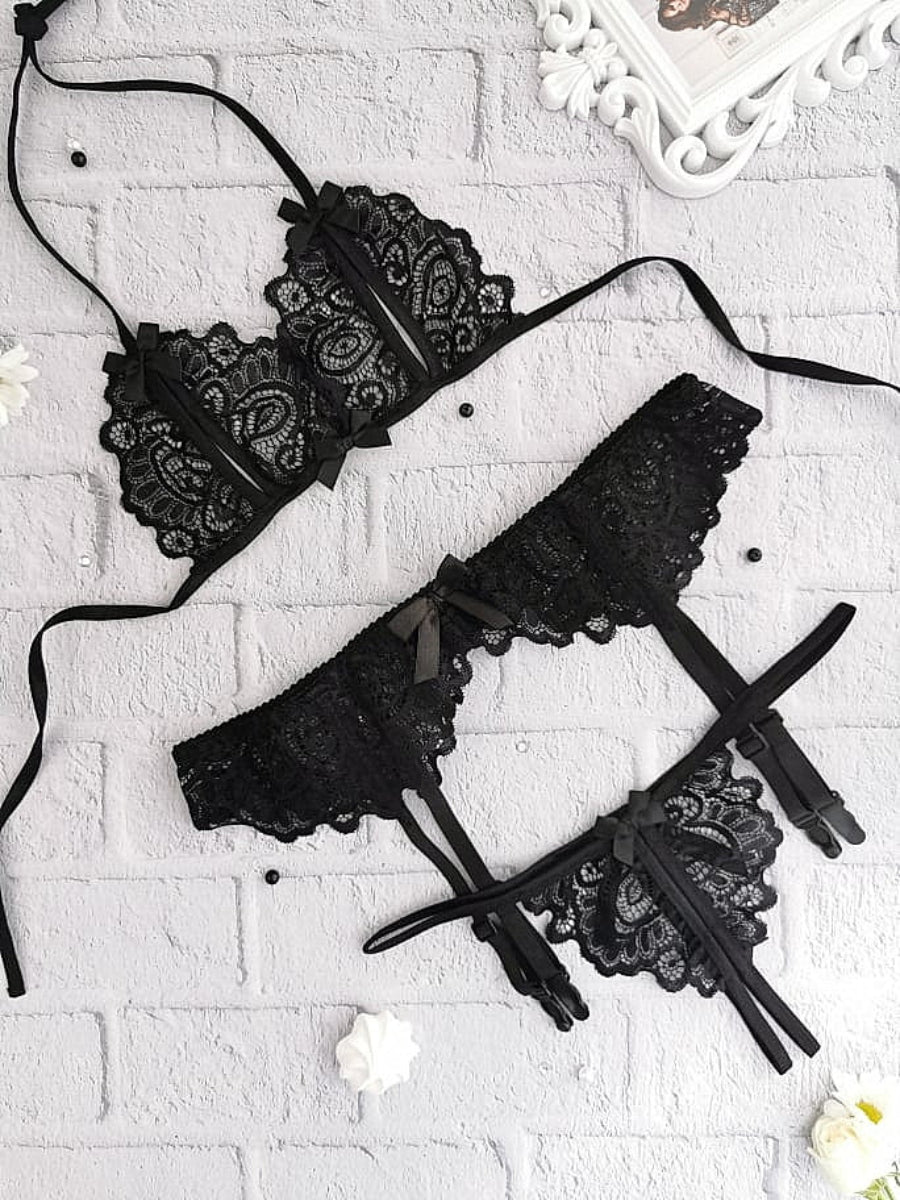 Black Lingerie Set Playful Kitten