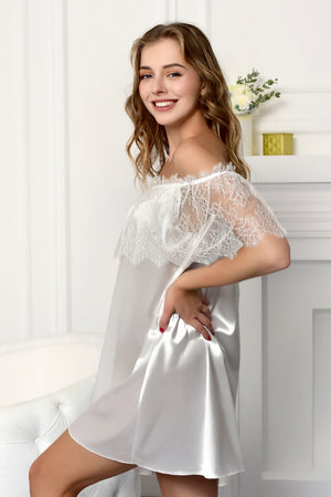 Off Shoulder Flared Bridal Nightgown