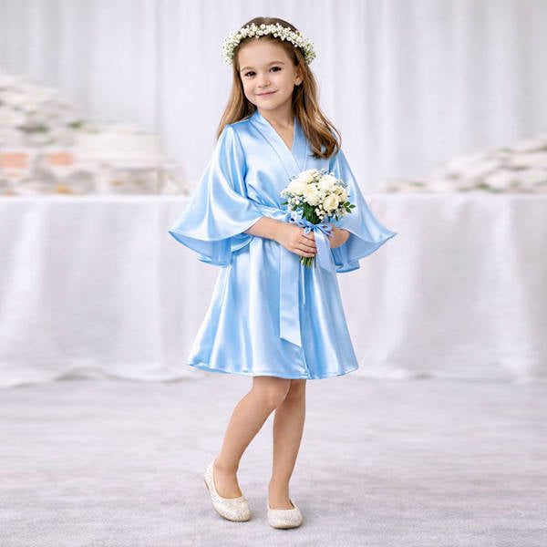Elegant satin robes for flower girls and junior bridal moments