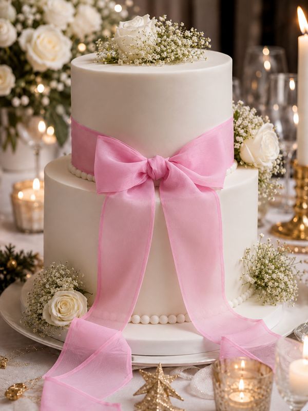 Elegant chiffon ribbons for weddings, bridal decor, dresses, cakes, bouquets and gift wrapping