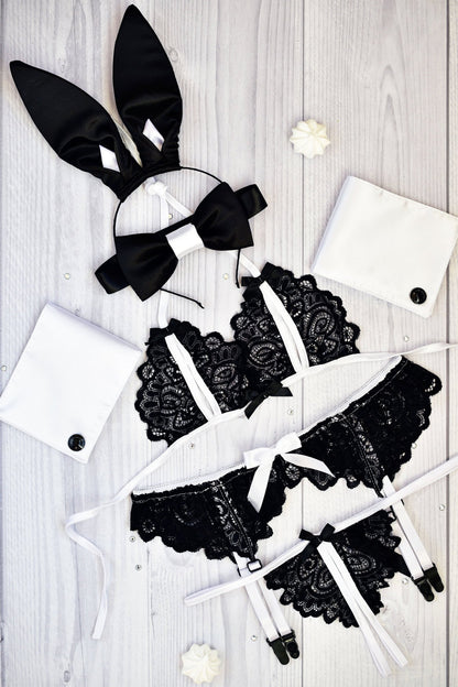 Sexy Bunny Cosplay Lace Lingerie Set