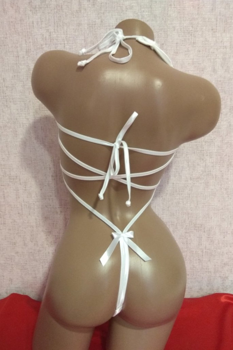 White strappy bikini top