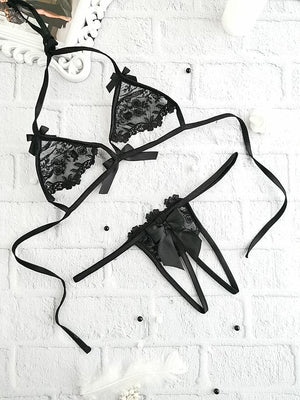 Sexy Open Bra and Panties Set - Plus Size Available