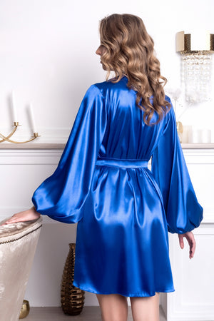 Plus size short peignoir in Royal blue