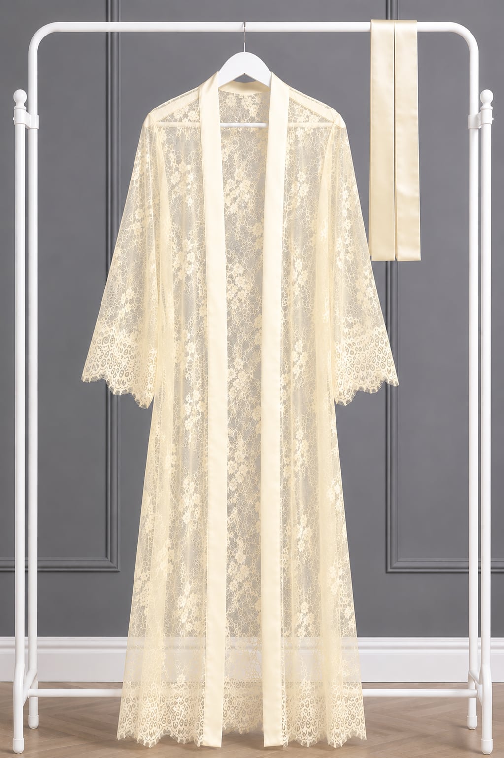 Floral Lace Mesh Negligee Cover-Up
