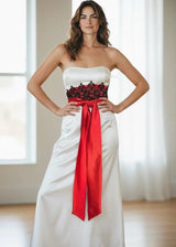 Satin Sash Black Lace-trim