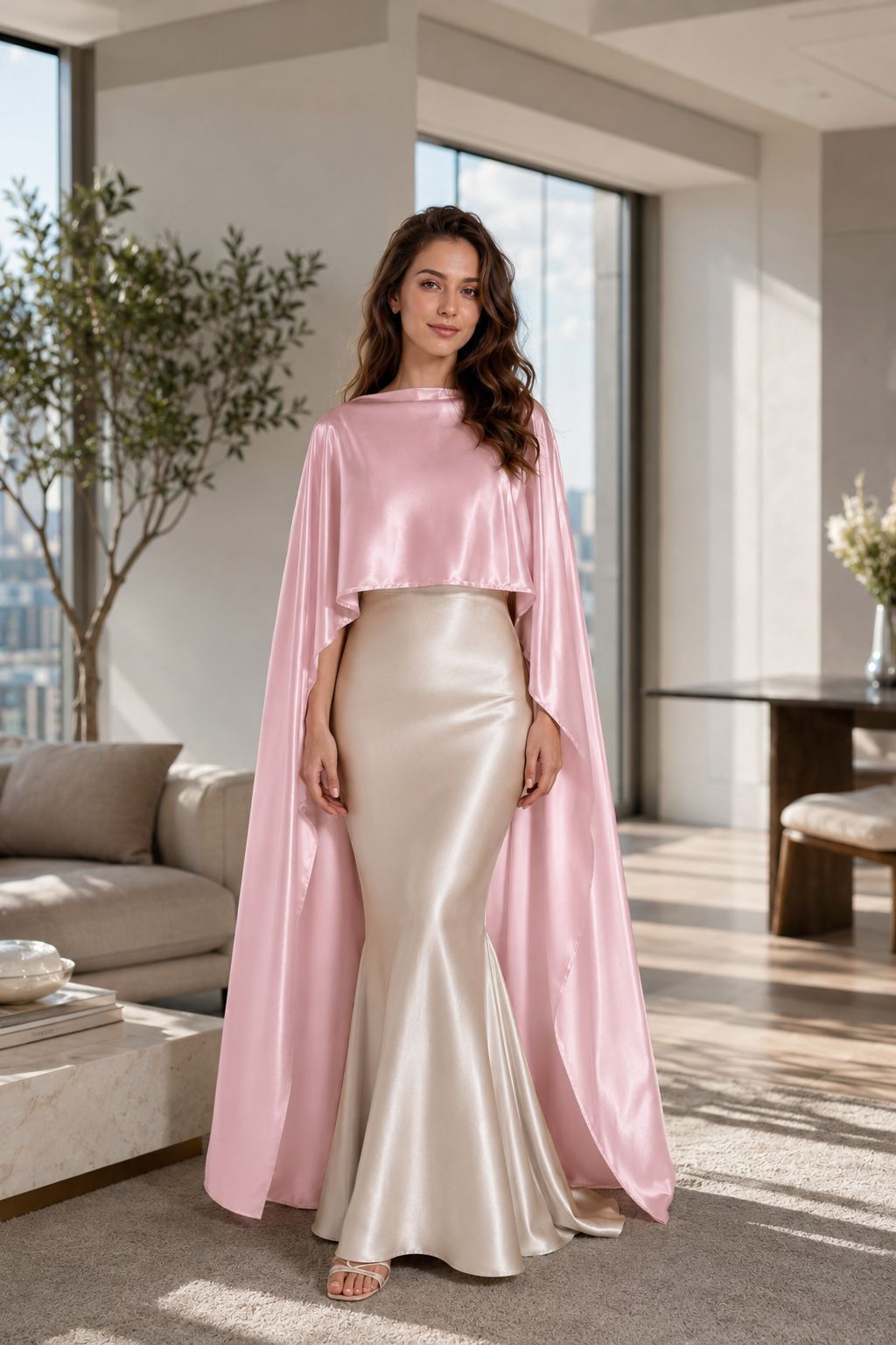 Satin Bridal Cape – Wedding Dress Cover Up – Elegant Poncho