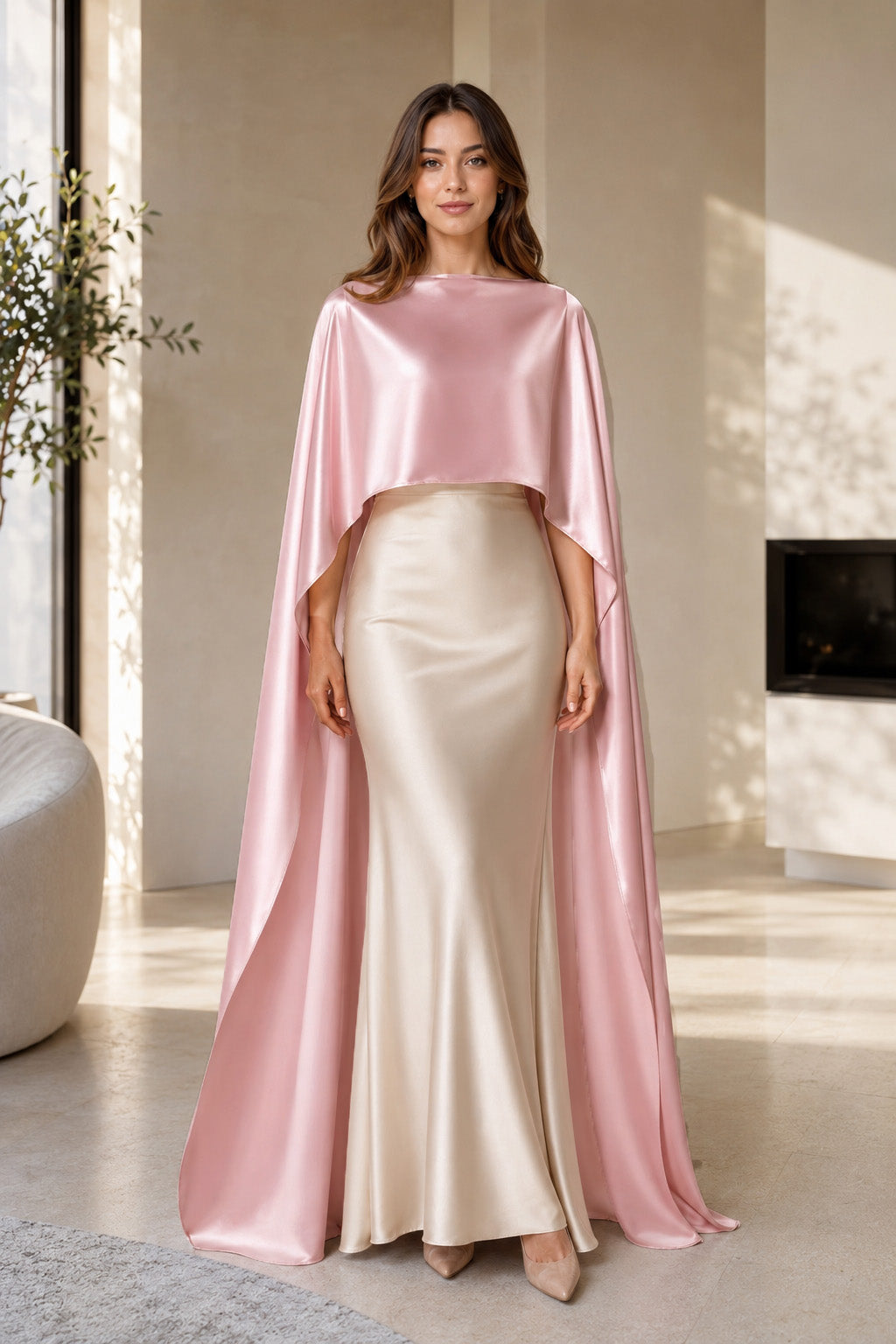 Luxury Satin Evening Capelet for Formal Occasions