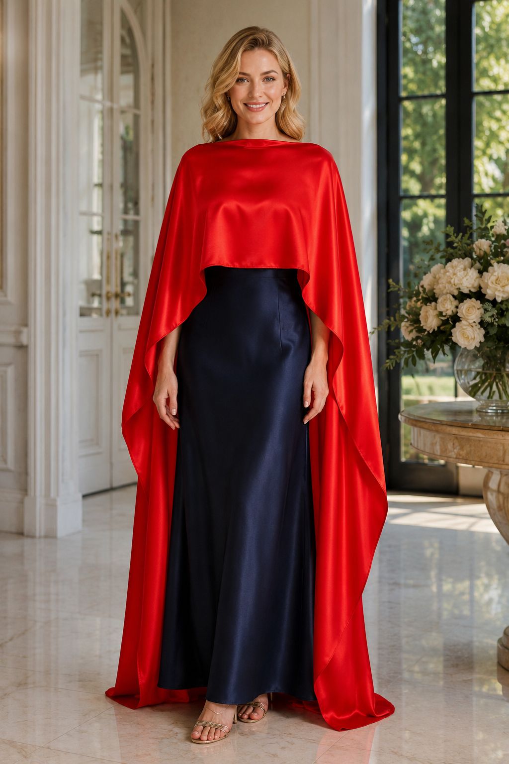 Formal Satin Poncho Cape for Dresses