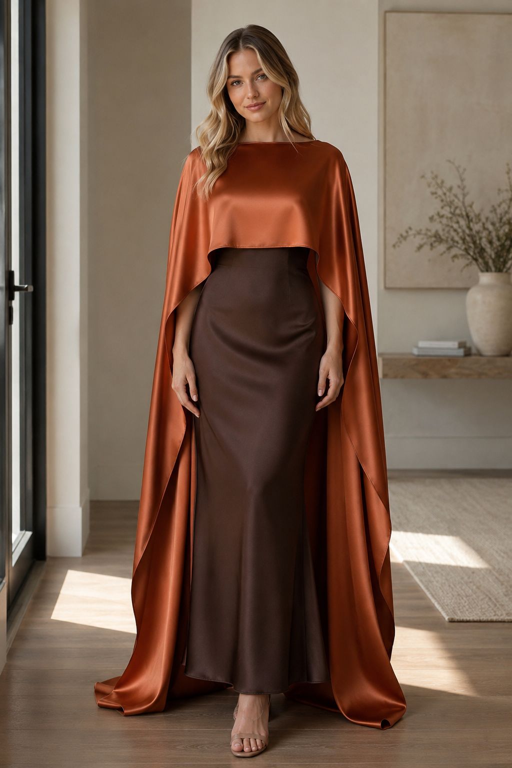 Satin Bridal Cape – Long Evening Dress Cover-Up