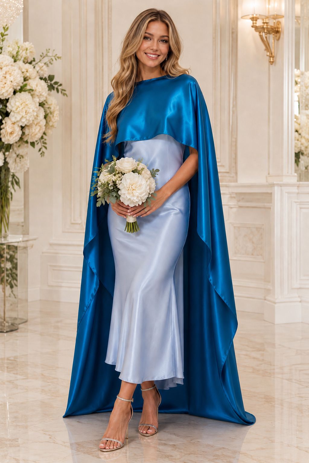 Luxury Satin Poncho Cape for Dresses