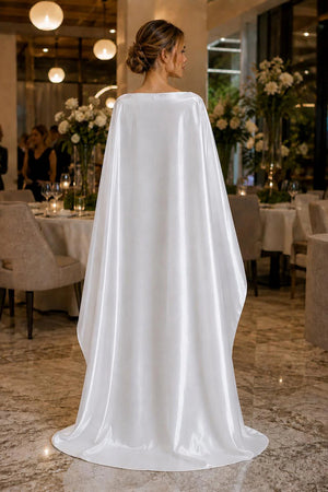 Glossy satin bridal capelet for modern wedding