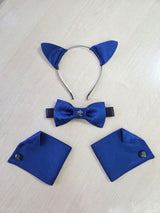 Satin Cat Ears, Bow Tie & Wrist Cuffs Set