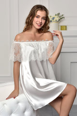 Short flared bridal peignoir Pearl