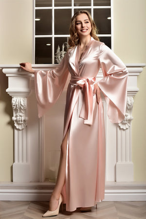 Matching Robe for Long Peignoir Set - Elegant Light Pink Design