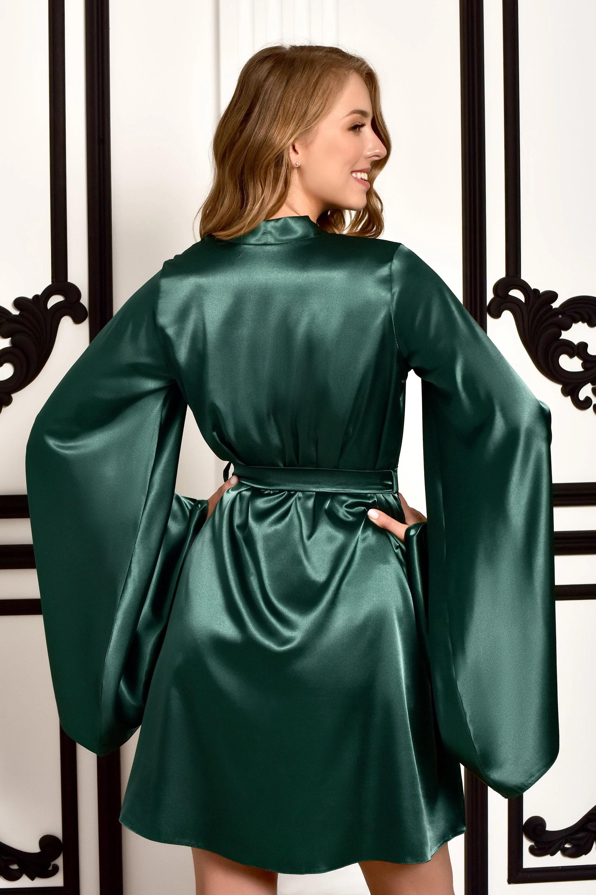Emerald Satin Mini Robe for Romantic Gifting